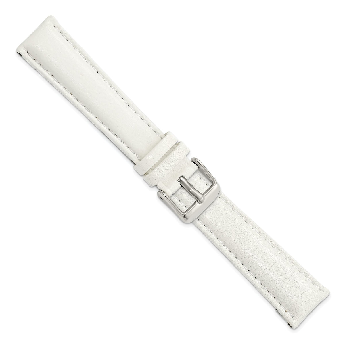 White Leather Watch Band with Panerai-Style Buckle, 18mm - Sophia Jewelers