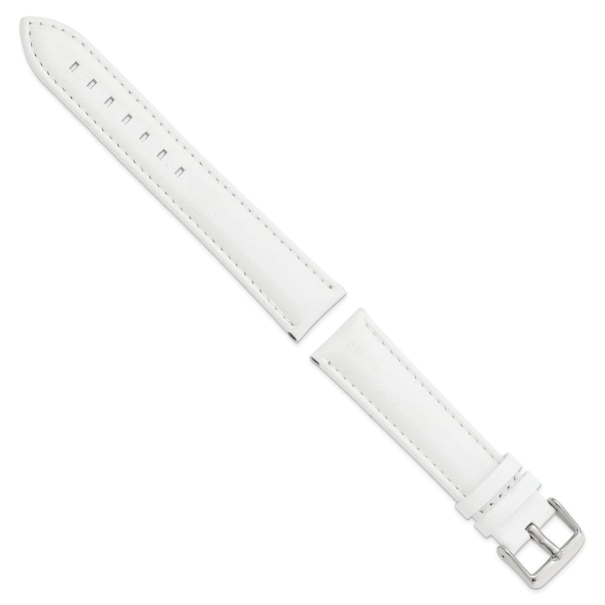 White Leather Watch Band with Panerai-Style Buckle, 18mm - Sophia Jewelers