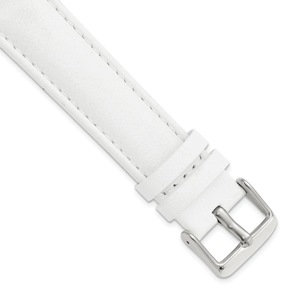 White Leather Watch Band with Panerai-Style Buckle, 18mm