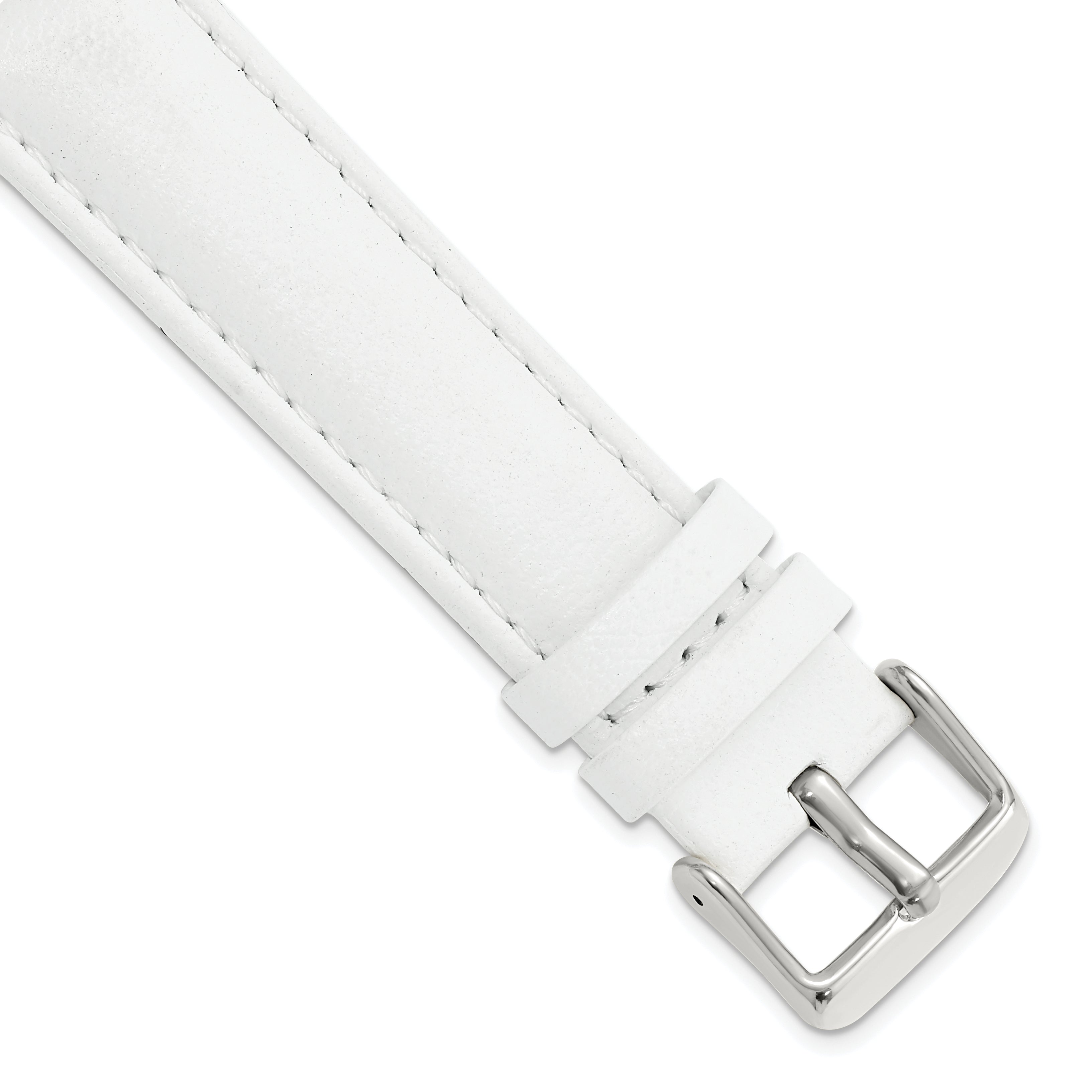 White Leather Watch Band with Panerai-Style Buckle, 18mm