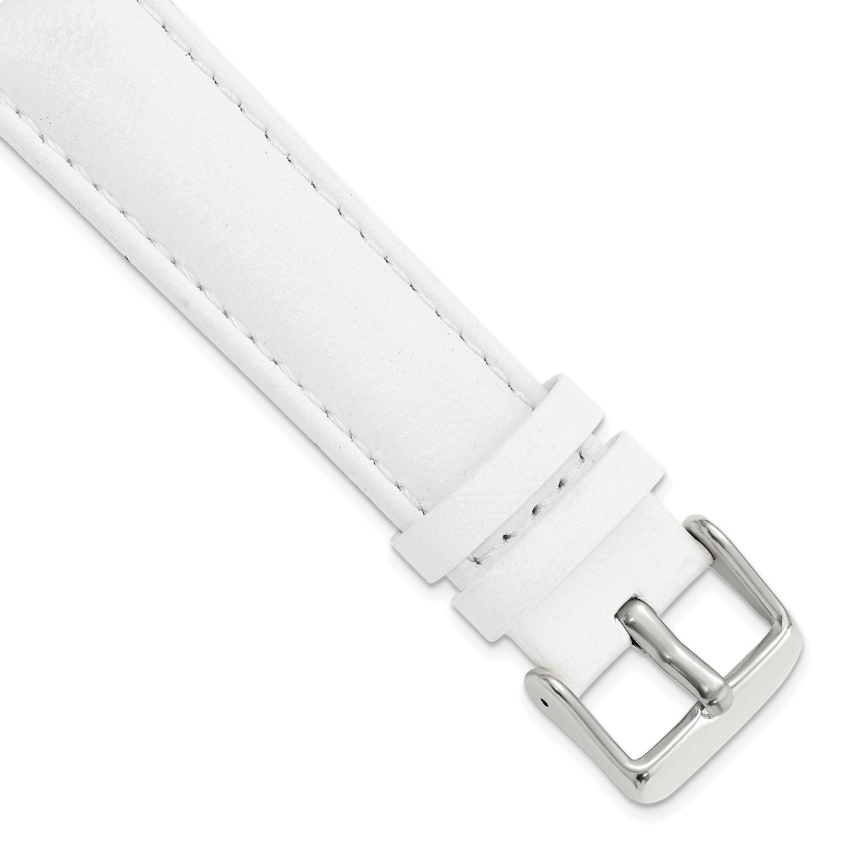 White Leather Watch Band with Panerai-Style Buckle, 18mm - Sophia Jewelers