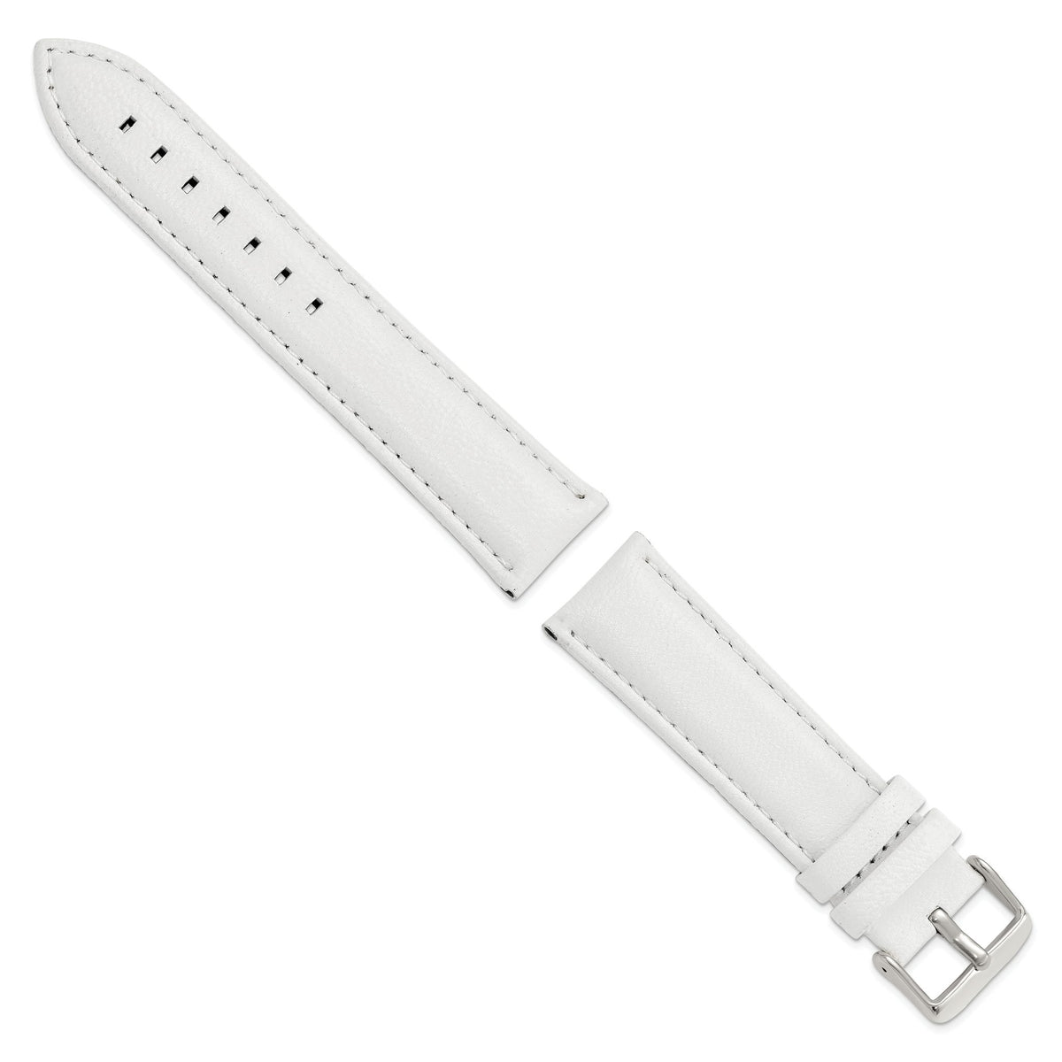 White Leather Watch Band with Panerai-Style Buckle, 18mm - Sophia Jewelers
