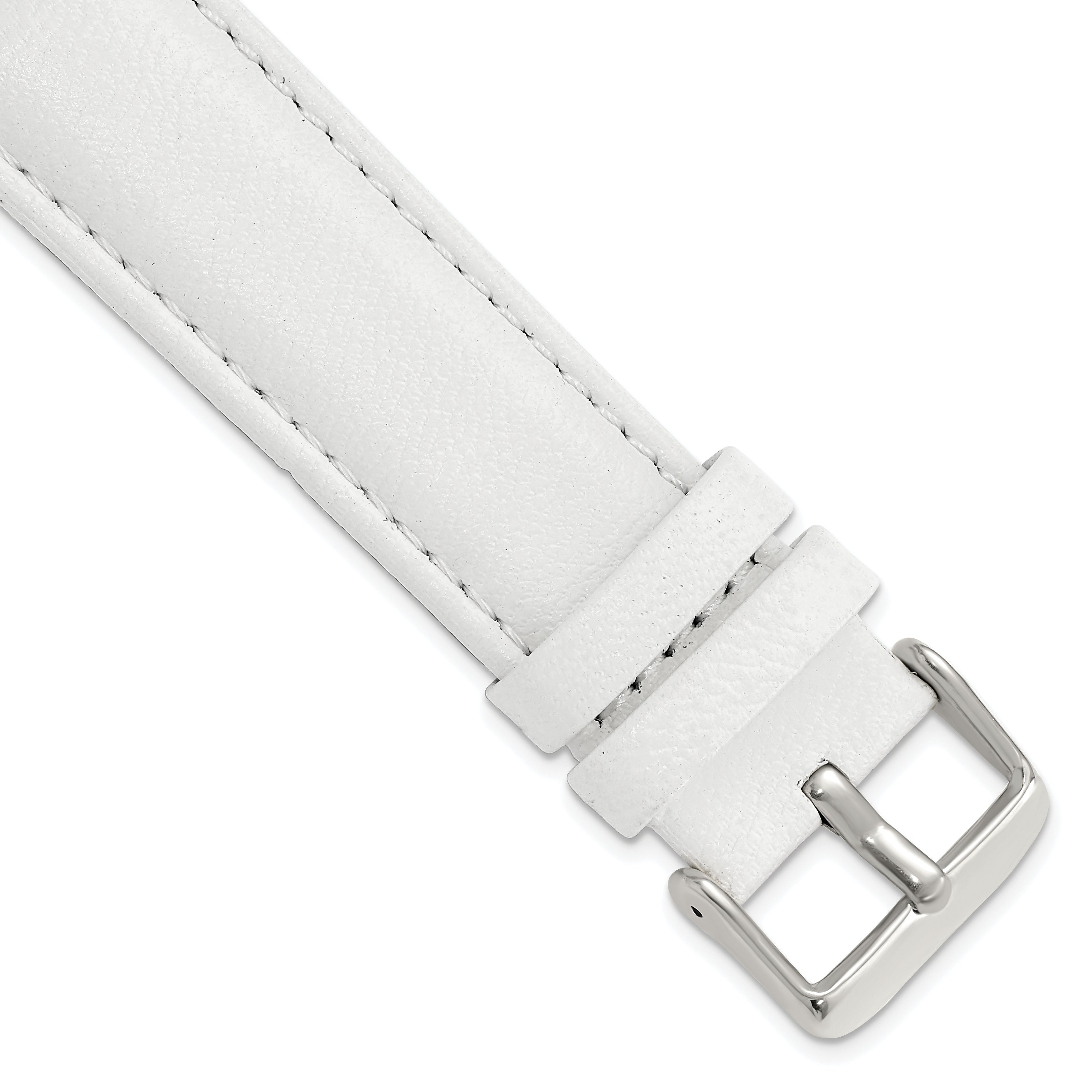 22mm White Glove Leather with Silver-tone Panerai Style Buckle 7.75 inch Watch Band