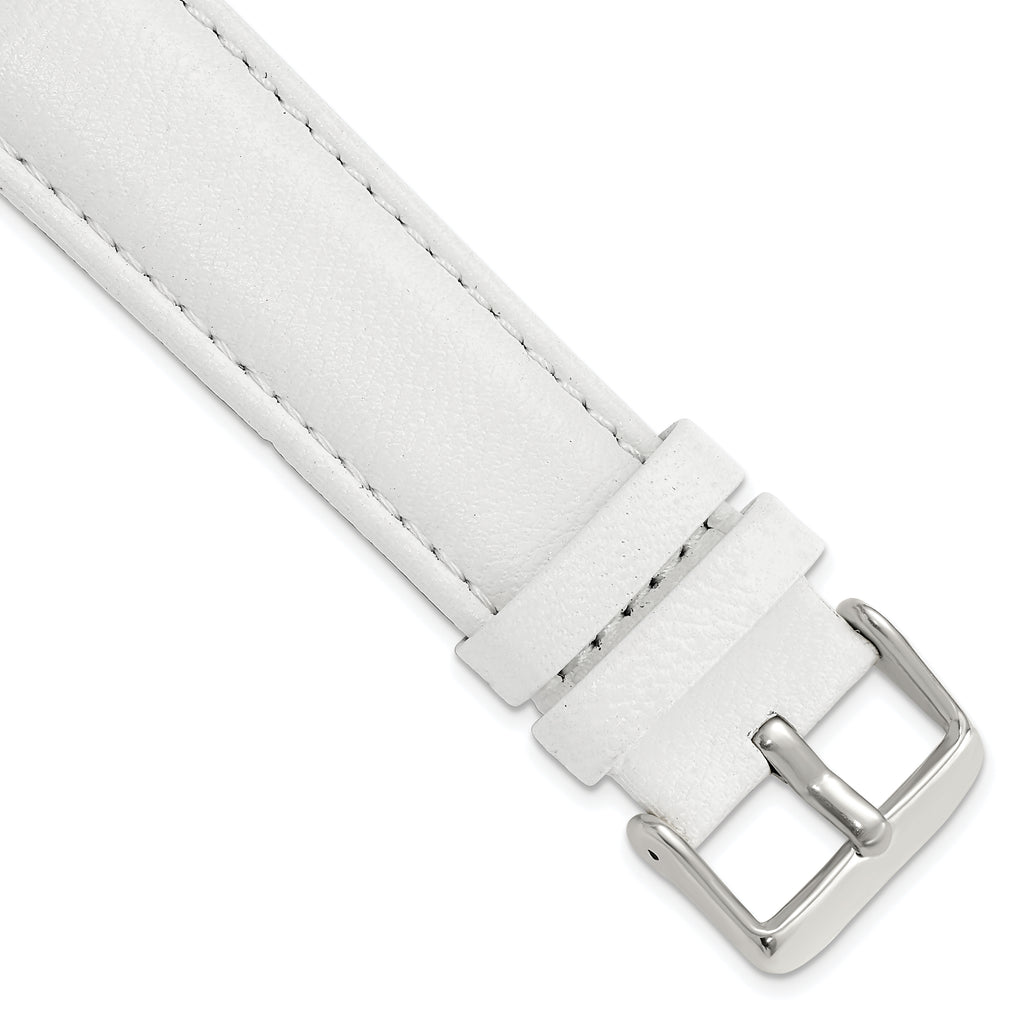 White Leather Watch Band with Panerai-Style Buckle, 18mm
