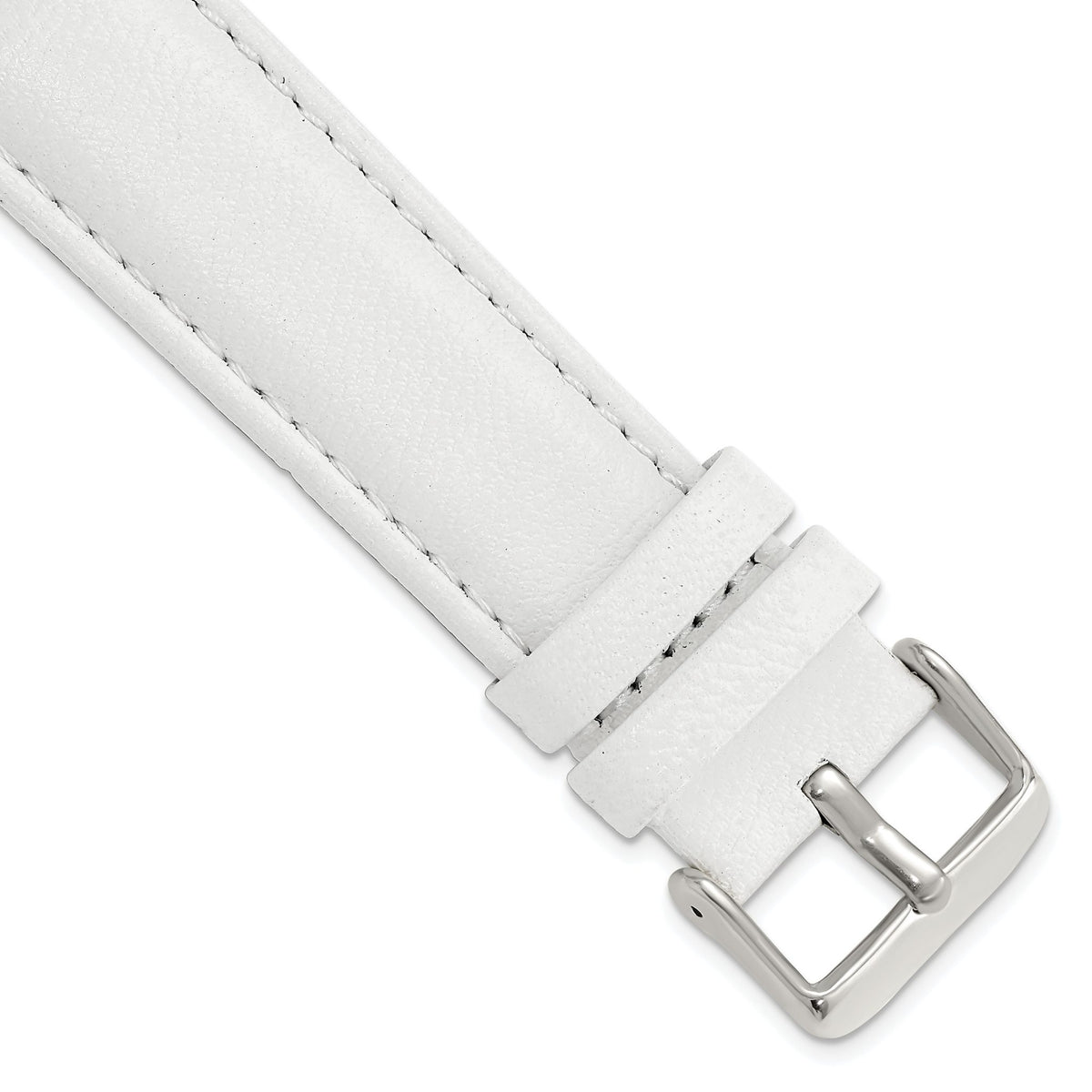 White Leather Watch Band with Panerai-Style Buckle, 18mm - Sophia Jewelers