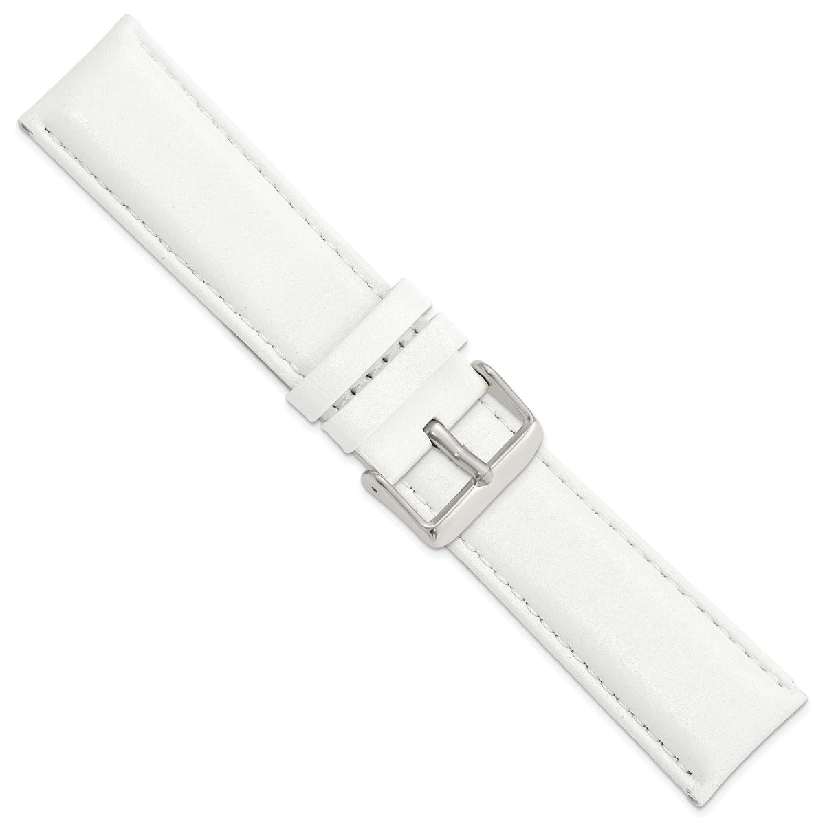 White Leather Watch Band with Panerai-Style Buckle, 18mm - Sophia Jewelers