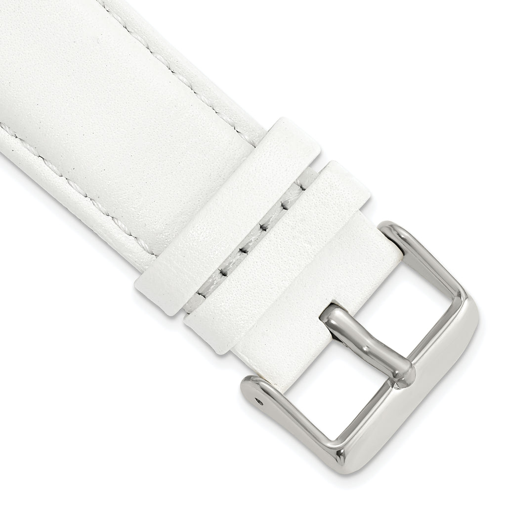 White Leather Watch Band with Panerai-Style Buckle, 18mm