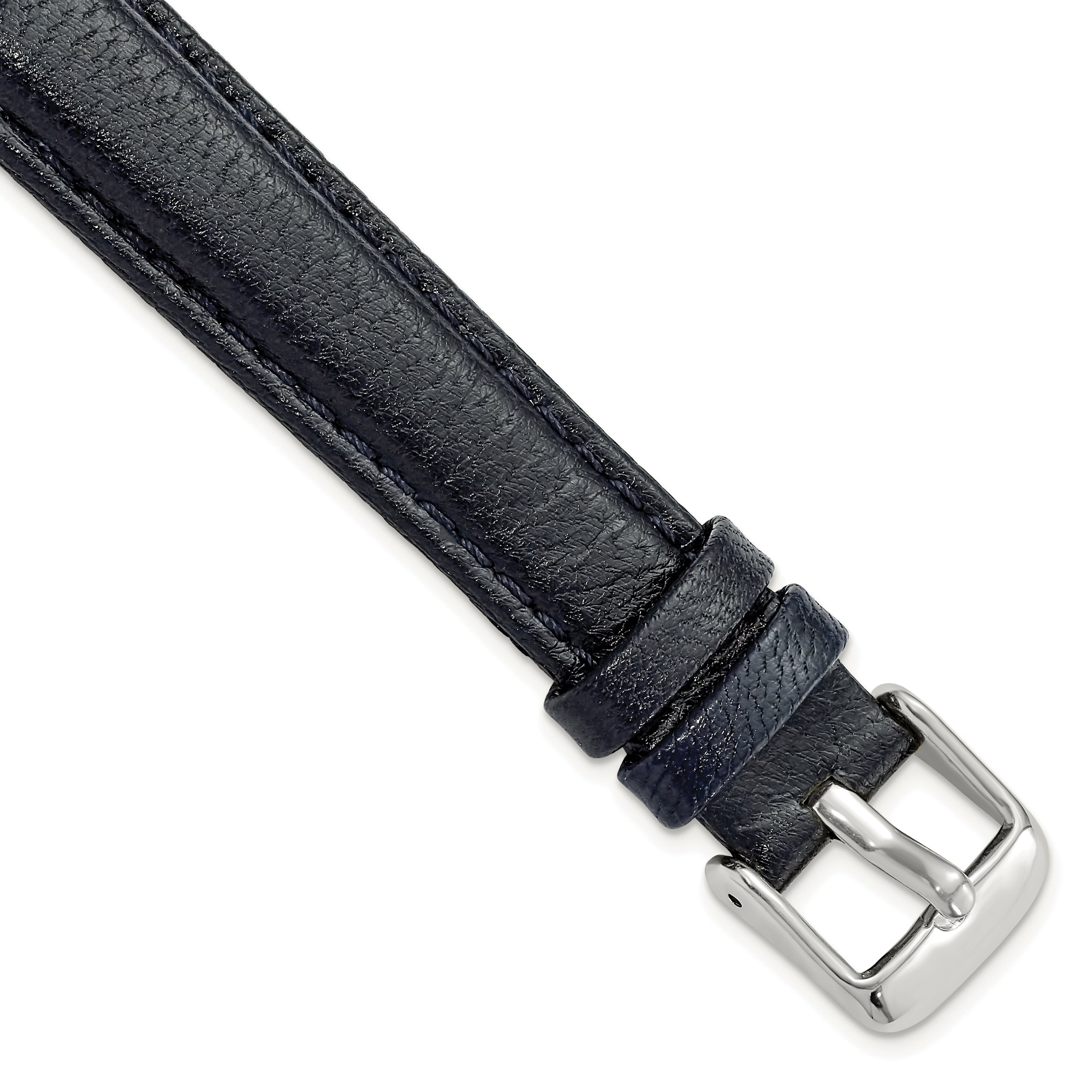 Navy Glove Leather Watch Band with Panerai-Style Buckle, 19mm