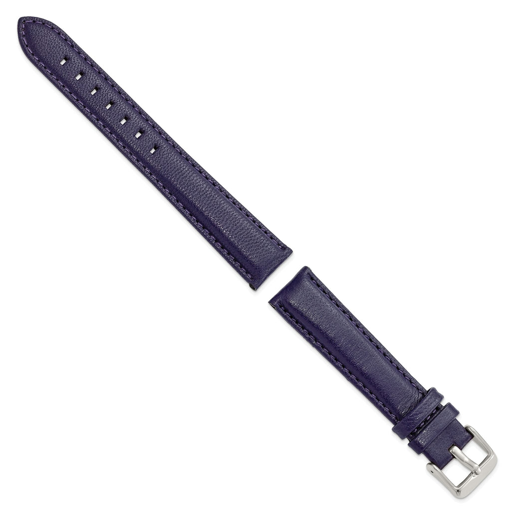 Navy Glove Leather Watch Band with Panerai-Style Buckle, 19mm - Sophia Jewelers