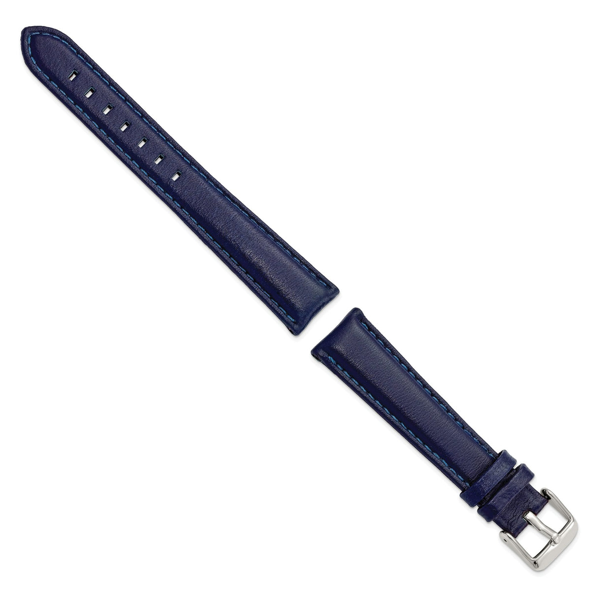 Navy Glove Leather Watch Band with Panerai-Style Buckle, 19mm - Sophia Jewelers