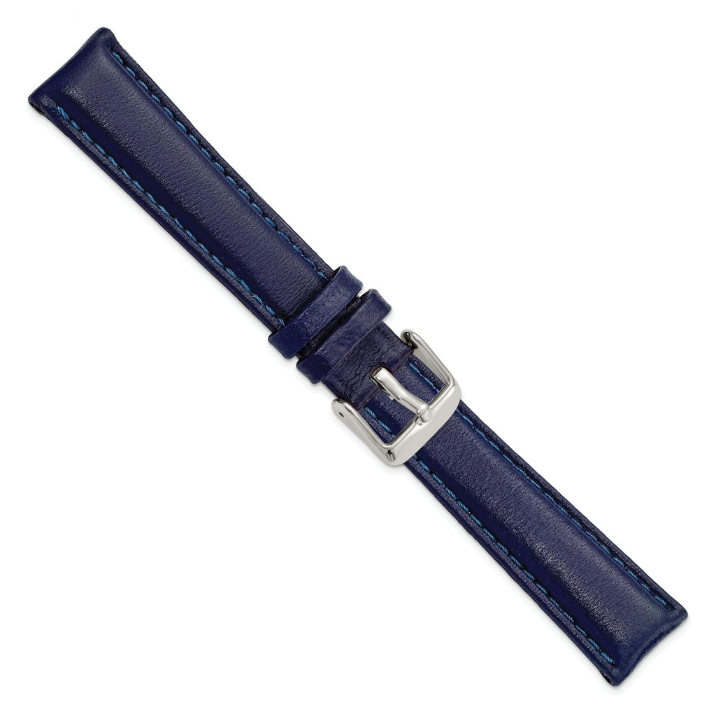 Navy Glove Leather Watch Band with Panerai-Style Buckle, 19mm - Sophia Jewelers