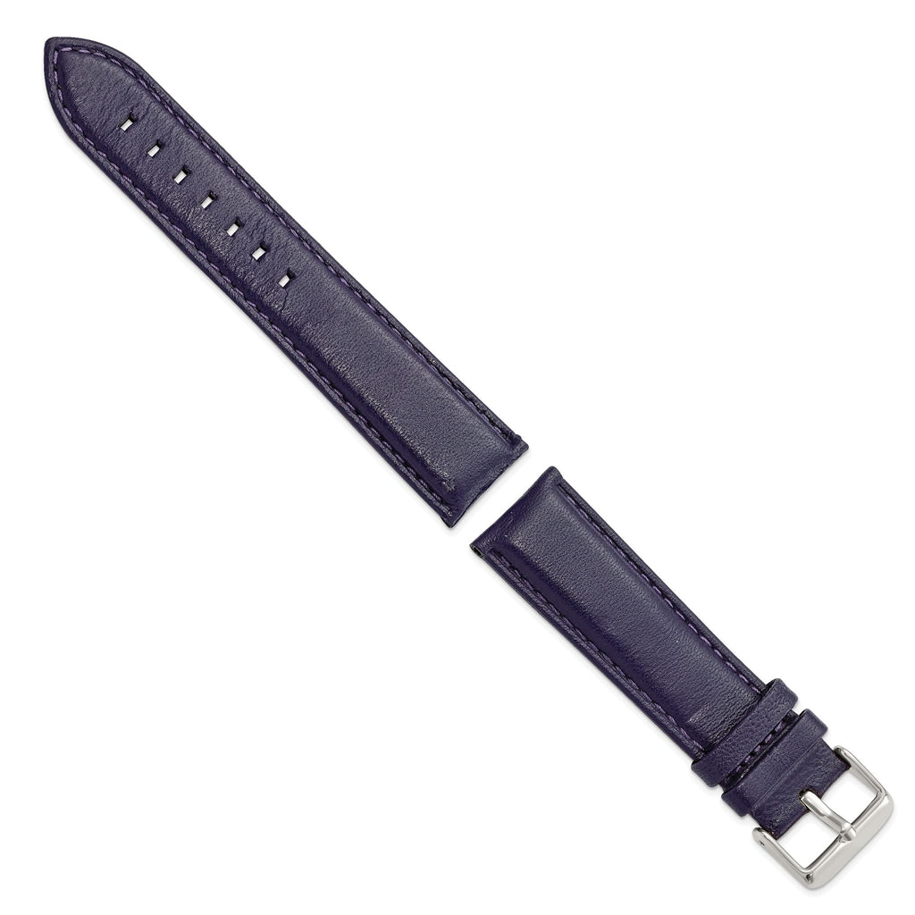 Navy Glove Leather Watch Band with Panerai-Style Buckle, 19mm - Sophia Jewelers