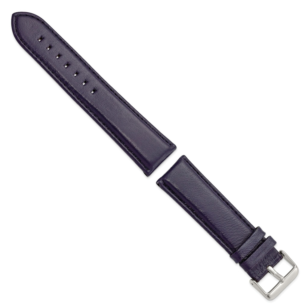 Navy Glove Leather Watch Band with Panerai-Style Buckle, 19mm - Sophia Jewelers