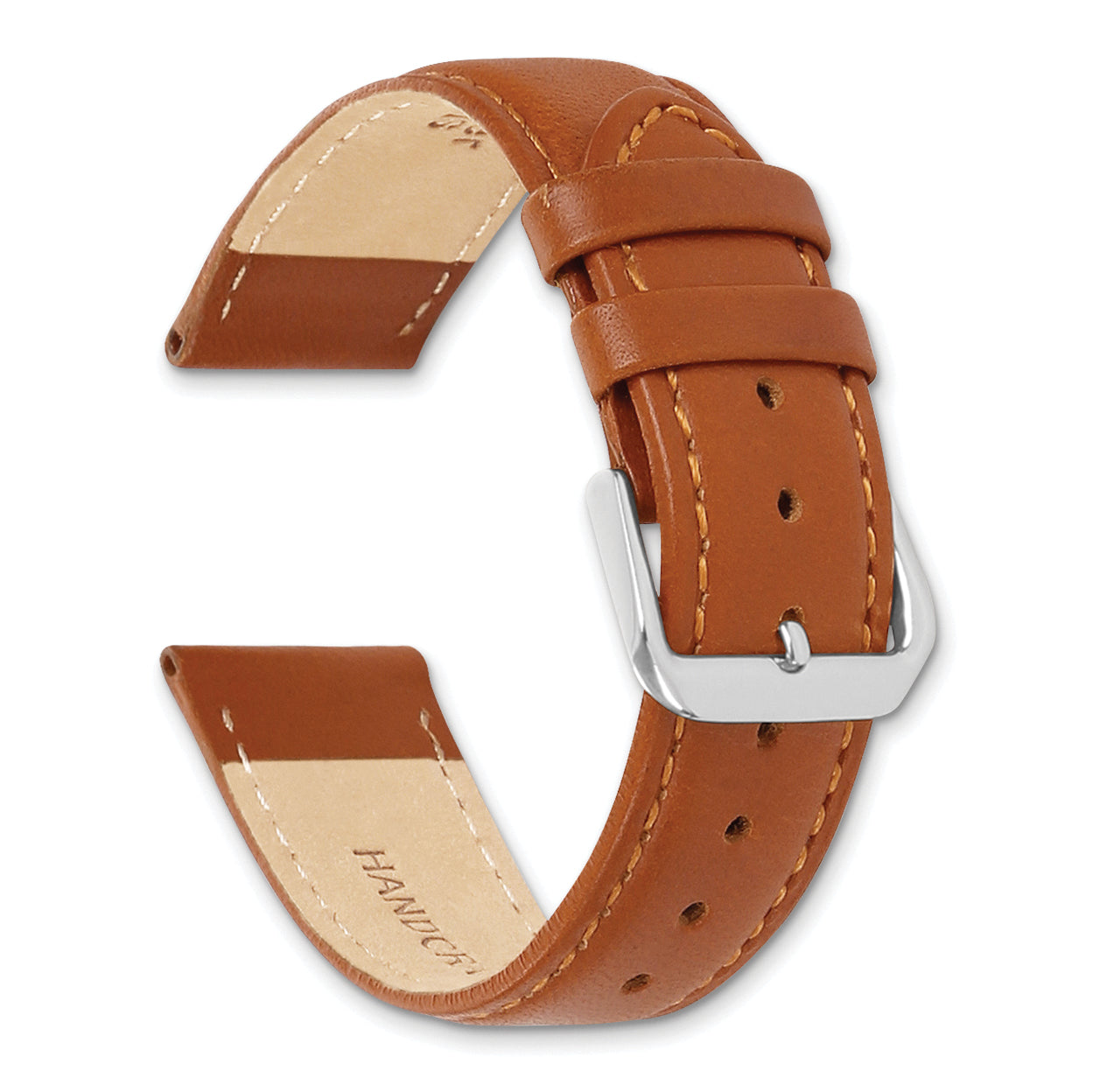 10mm Havana Italian Leather with Silver-tone Buckle 6.75 inch Watch Band