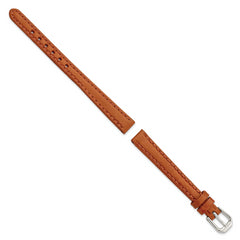 10mm Havana Italian Leather with Silver-tone Buckle 6.75 inch Watch Band