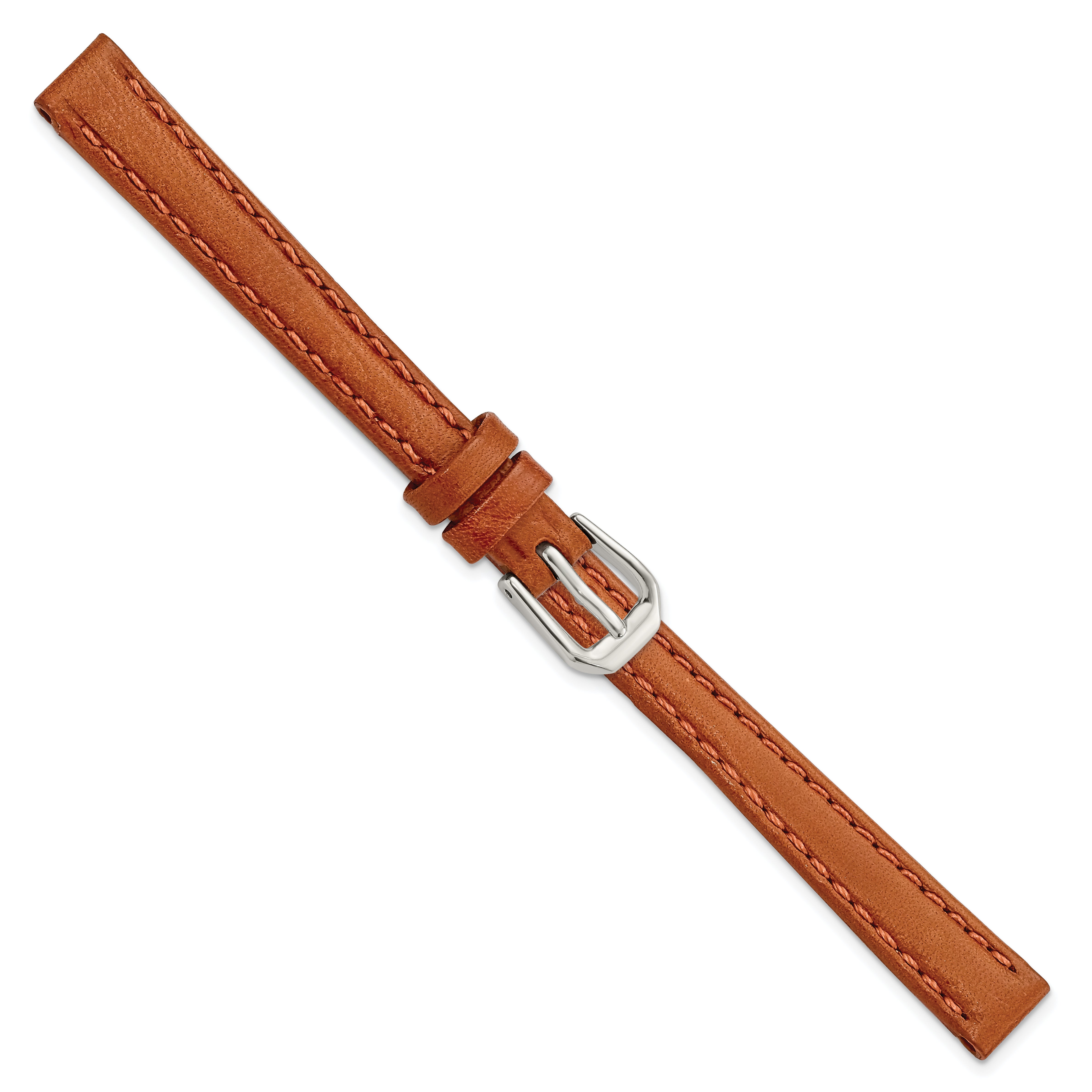 10mm Havana Italian Leather with Silver-tone Buckle 6.75 inch Watch Band