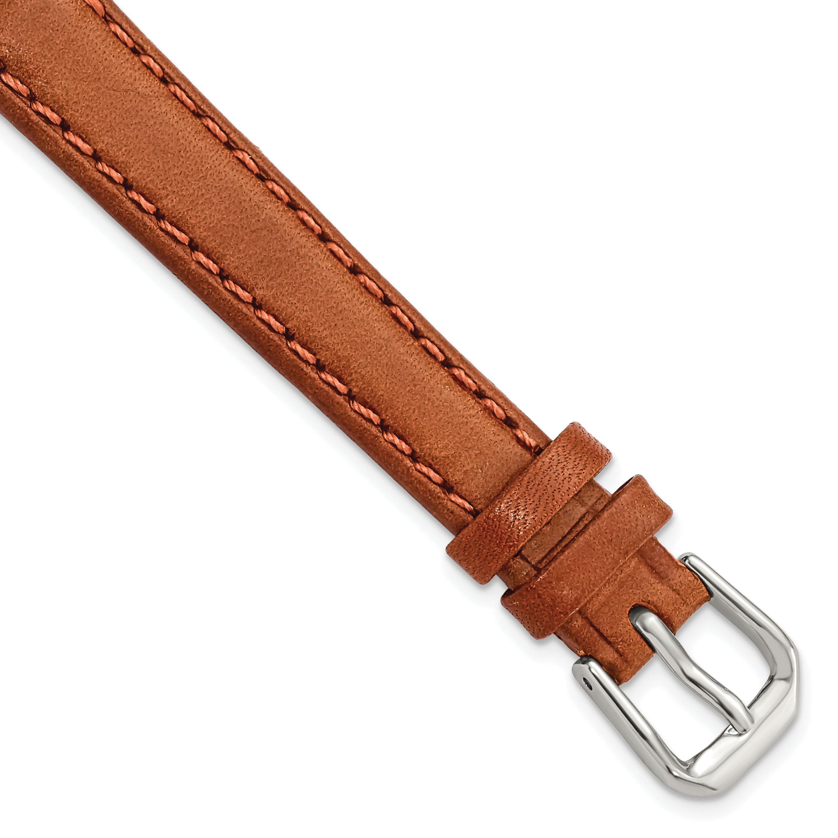 12mm Havana Italian Leather with Silver-tone Buckle 6.75 inch Watch Band