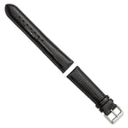 DeBeer 16mm Black Teju Liz Grain Leather with Silver-tone Buckle 7.5 inch Watch Band