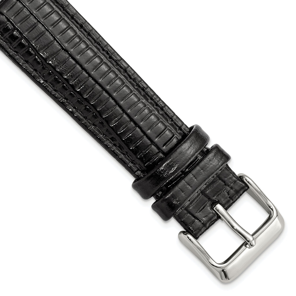 Teju Lizard Grain Leather Watch Band in Black, 16mm