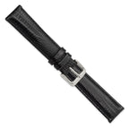 DeBeer 18mm Black Teju Liz Grain Leather with Silver-tone Buckle 7.5 inch Watch Band