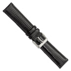 DeBeer 20mm Black Teju Liz Grain Leather with Silver-tone Buckle 7.5 inch Watch Band