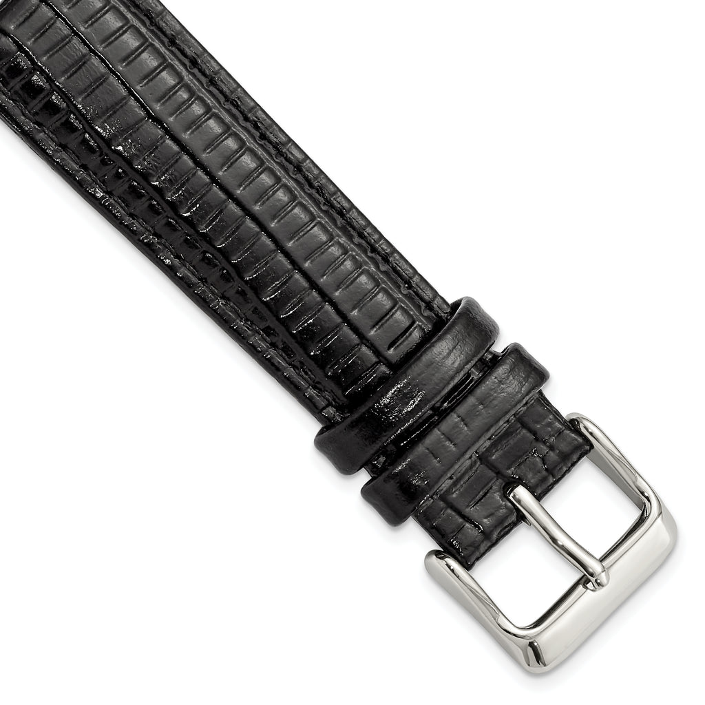 Teju Lizard Grain Leather Watch Band in Black, 16mm