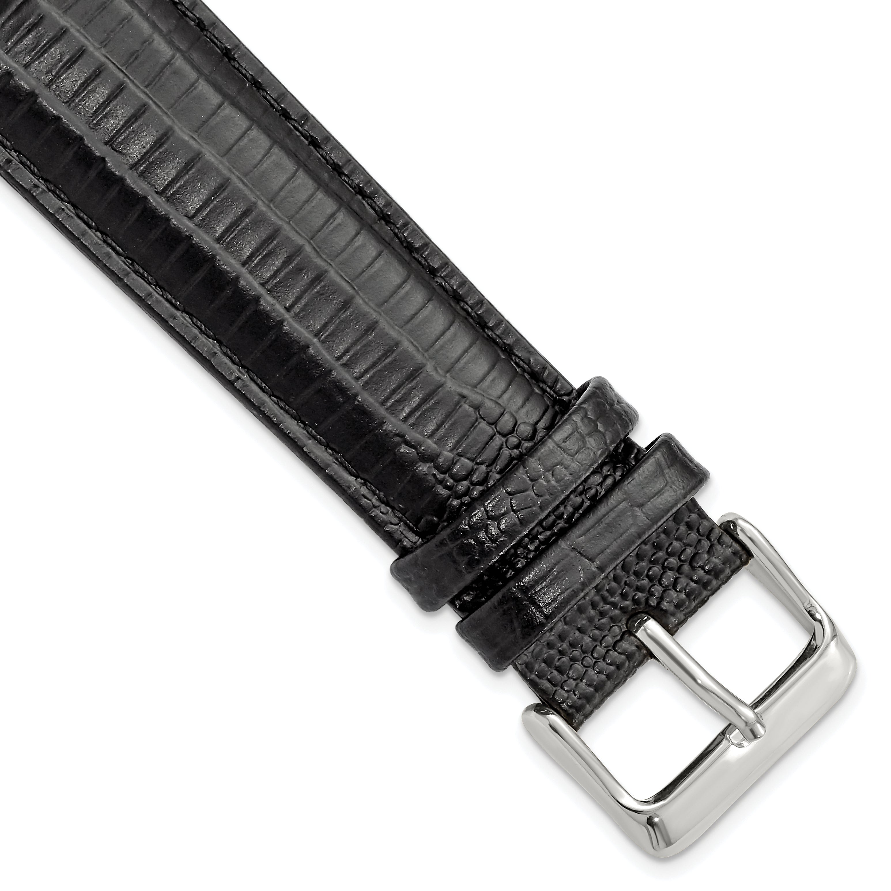 Teju Lizard Grain Leather Watch Band in Black, 16mm