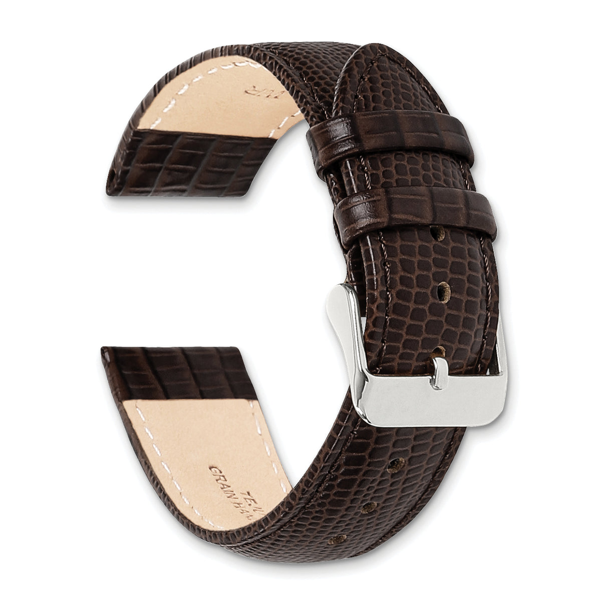 Teju Lizard Grain Leather Watch Band in Brown, 14mm - Sophia Jewelers