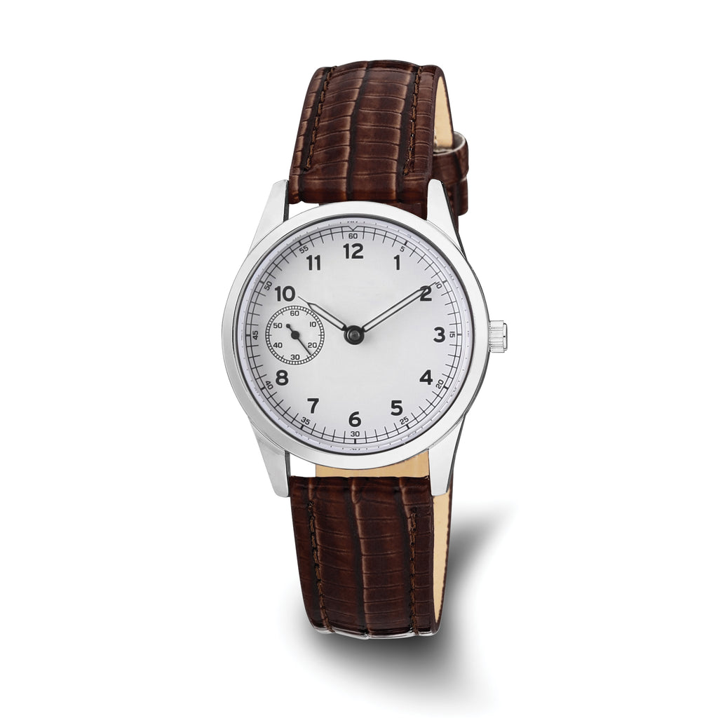 14mm Brown Teju Liz Grain Leather with Silver-tone Buckle 6.75 inch Watch Band
