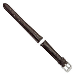 14mm Brown Teju Liz Grain Leather with Silver-tone Buckle 6.75 inch Watch Band
