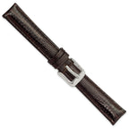 14mm Brown Teju Liz Grain Leather with Silver-tone Buckle 6.75 inch Watch Band