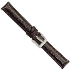 14mm Brown Teju Liz Grain Leather with Silver-tone Buckle 6.75 inch Watch Band