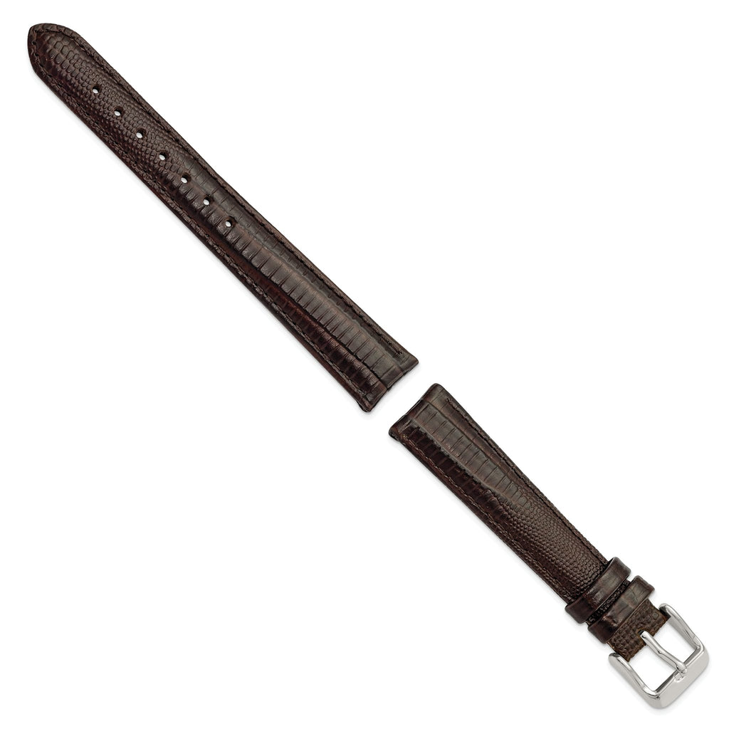 Teju Lizard Grain Leather Watch Band in Brown, 14mm - Sophia Jewelers
