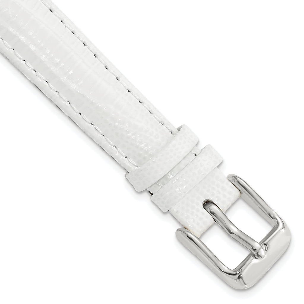 14mm White Teju Liz Grain Leather with Silver-tone Buckle 6.75 inch Watch Band