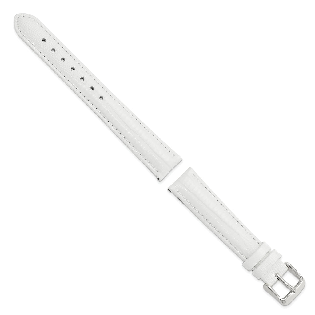 Teju Lizard Grain Leather Watch Band in White, 22mm - Sophia Jewelers