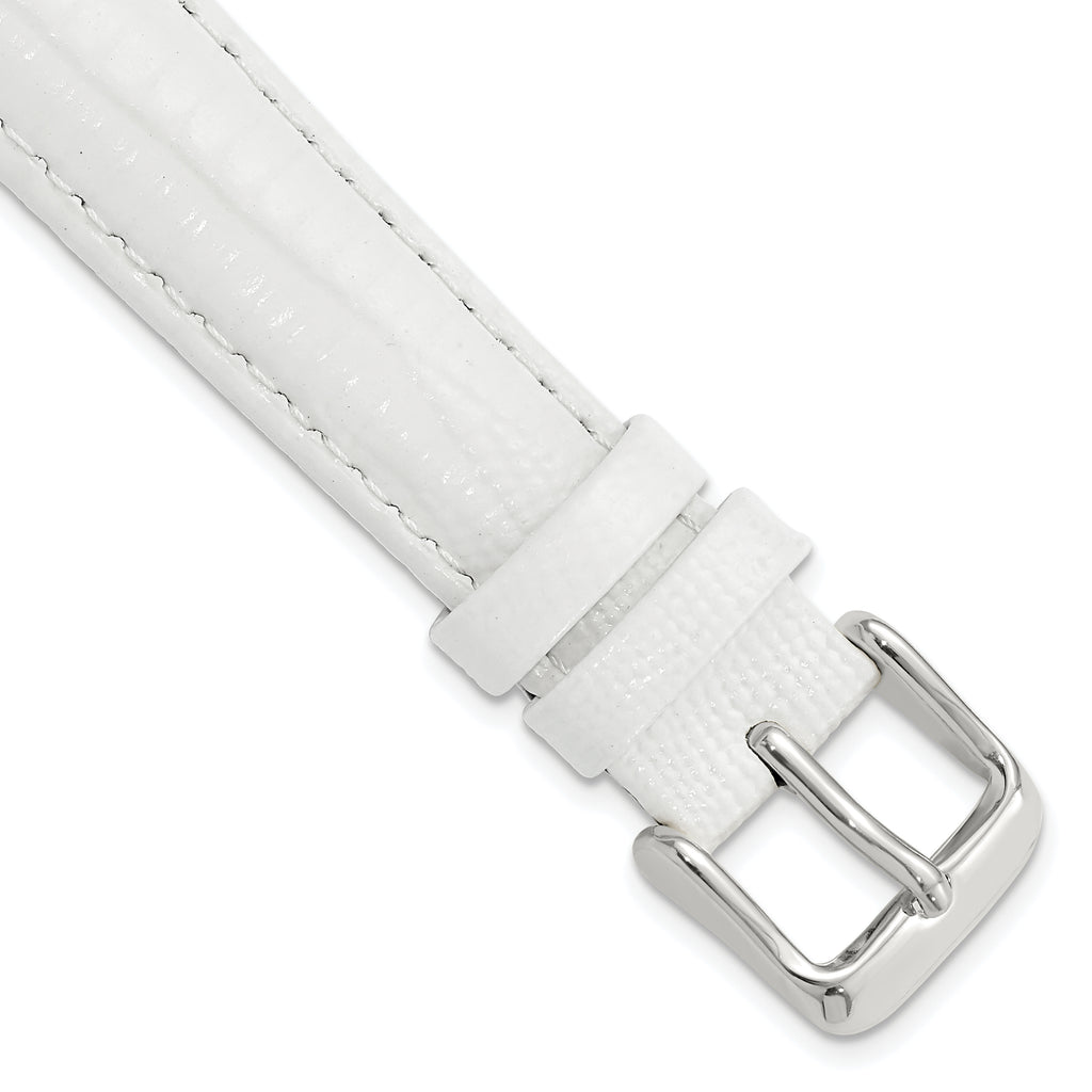 Teju Lizard Grain Leather Watch Band in White, 22mm