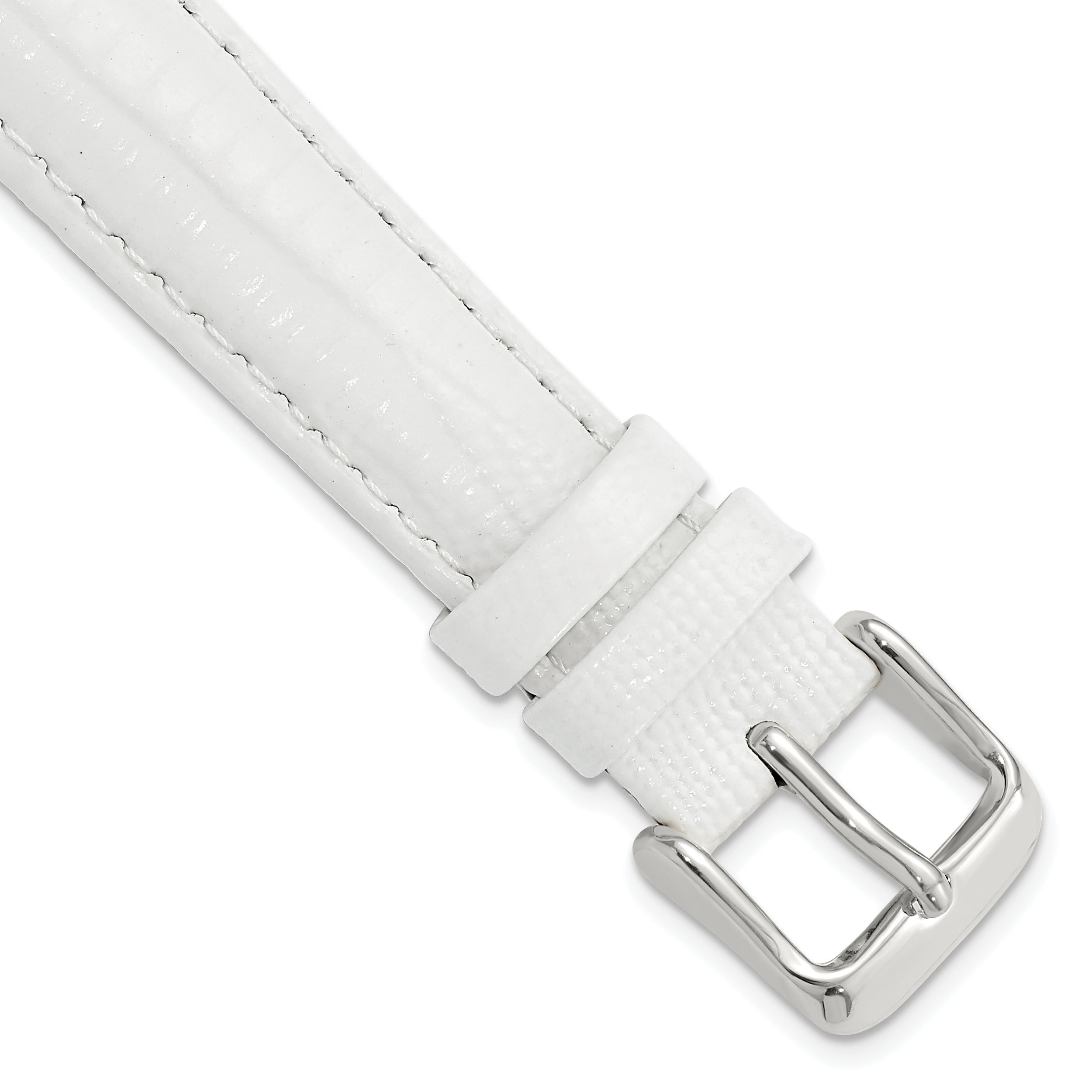 Teju Lizard Grain Leather Watch Band in White, 22mm