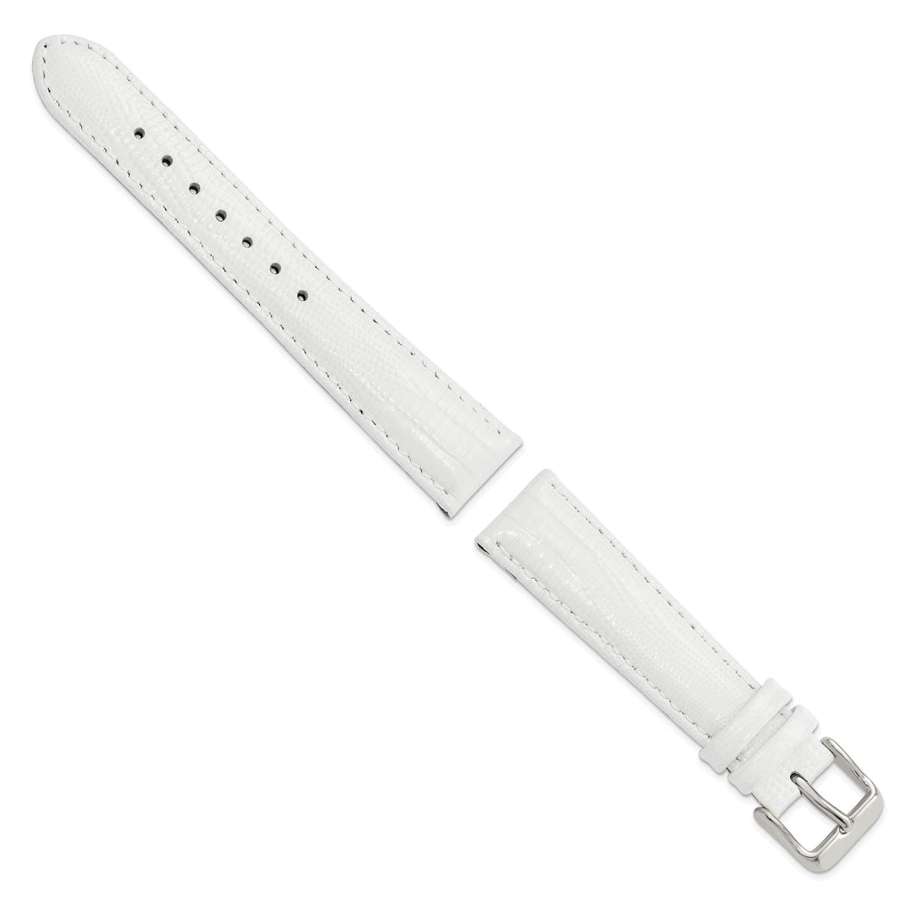 Teju Lizard Grain Leather Watch Band in White, 22mm - Sophia Jewelers