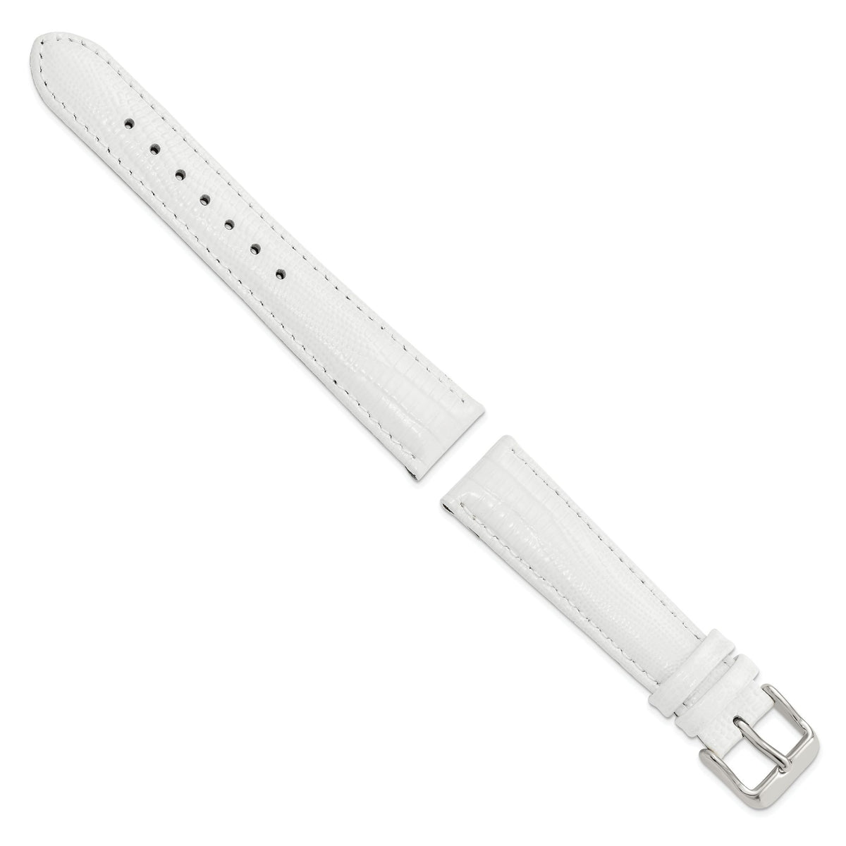 Teju Lizard Grain Leather Watch Band in White, 22mm - Sophia Jewelers