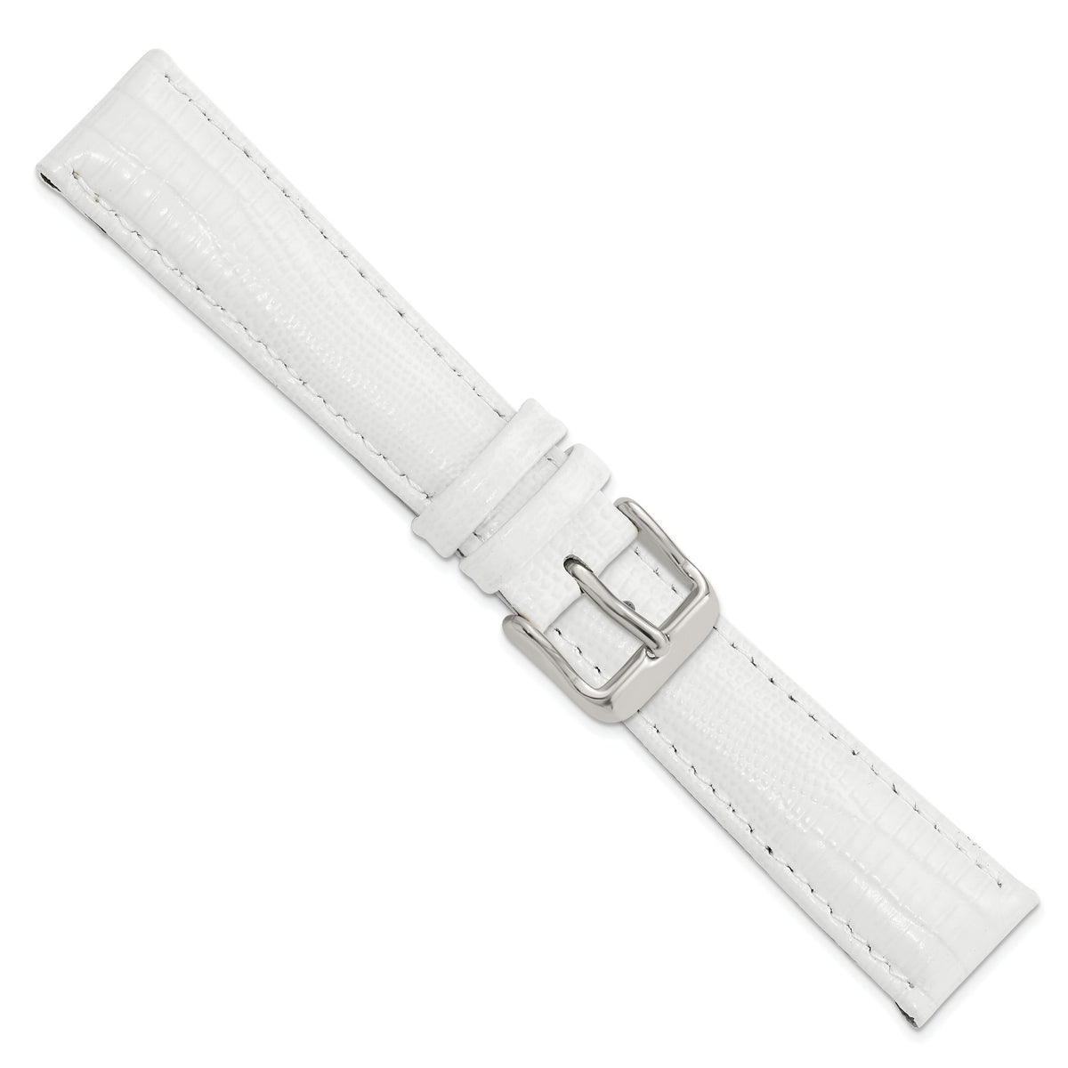Teju Lizard Grain Leather Watch Band in White, 22mm - Sophia Jewelers