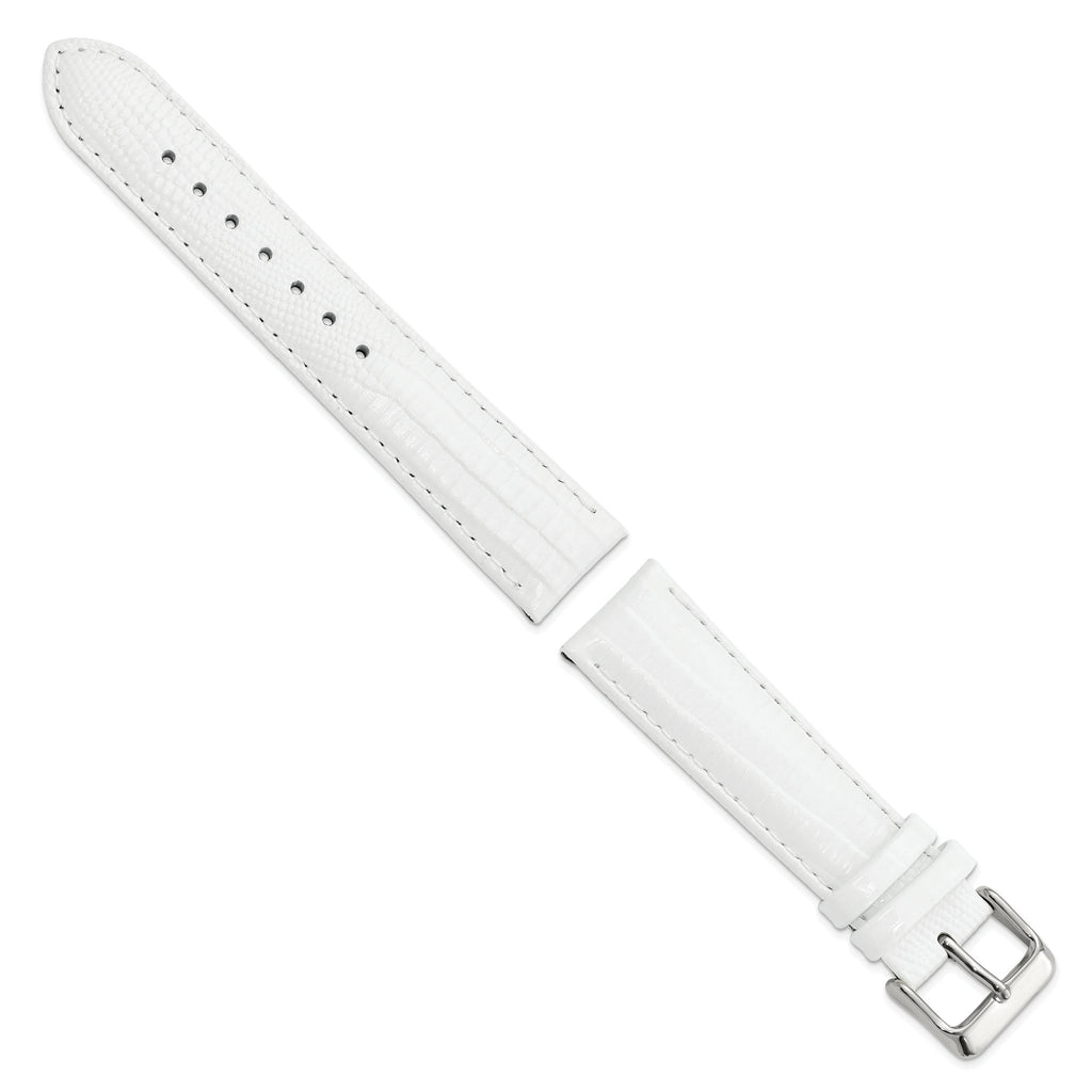 Teju Lizard Grain Leather Watch Band in White, 22mm - Sophia Jewelers
