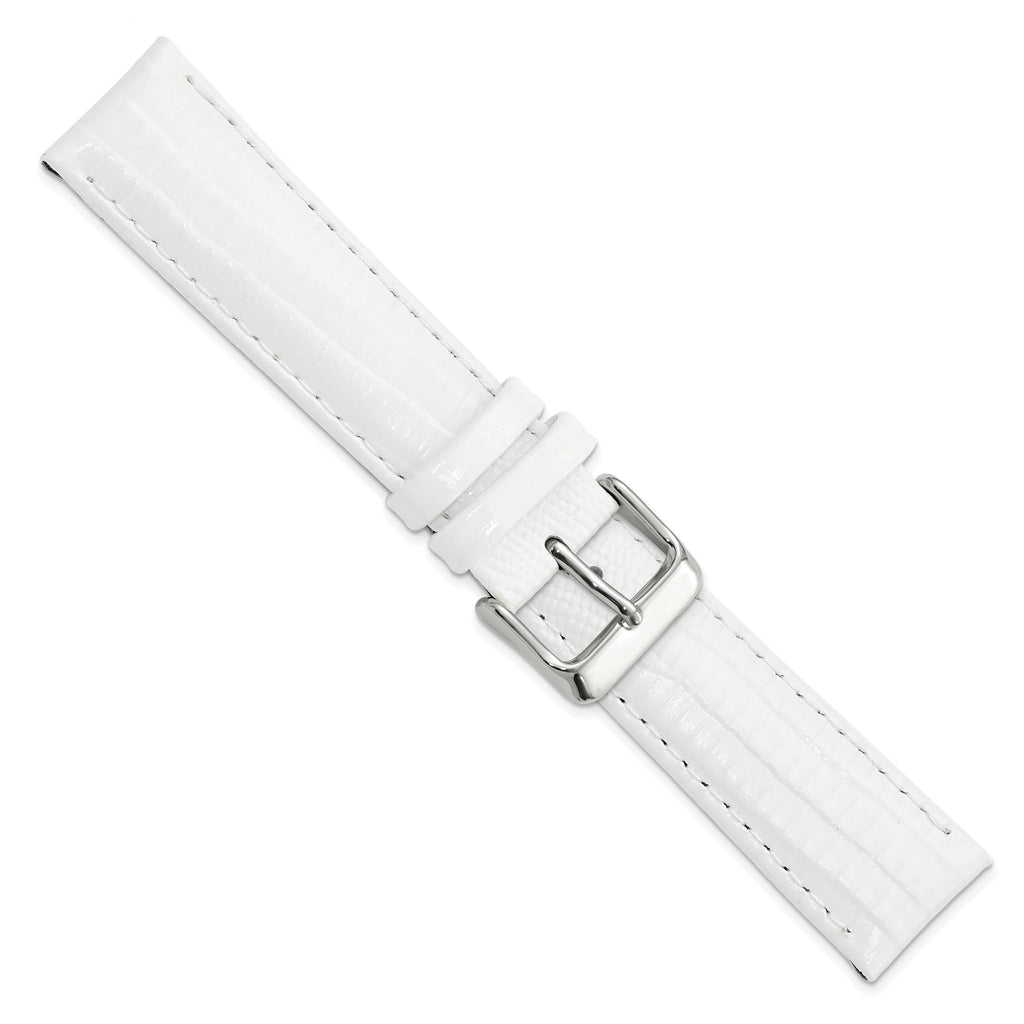 Teju Lizard Grain Leather Watch Band in White, 22mm - Sophia Jewelers