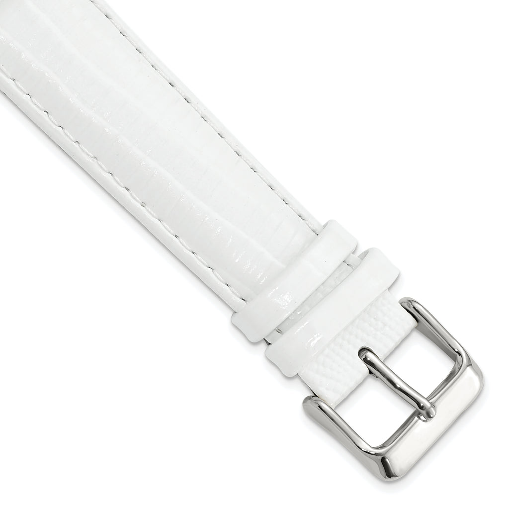 Teju Lizard Grain Leather Watch Band in White, 22mm
