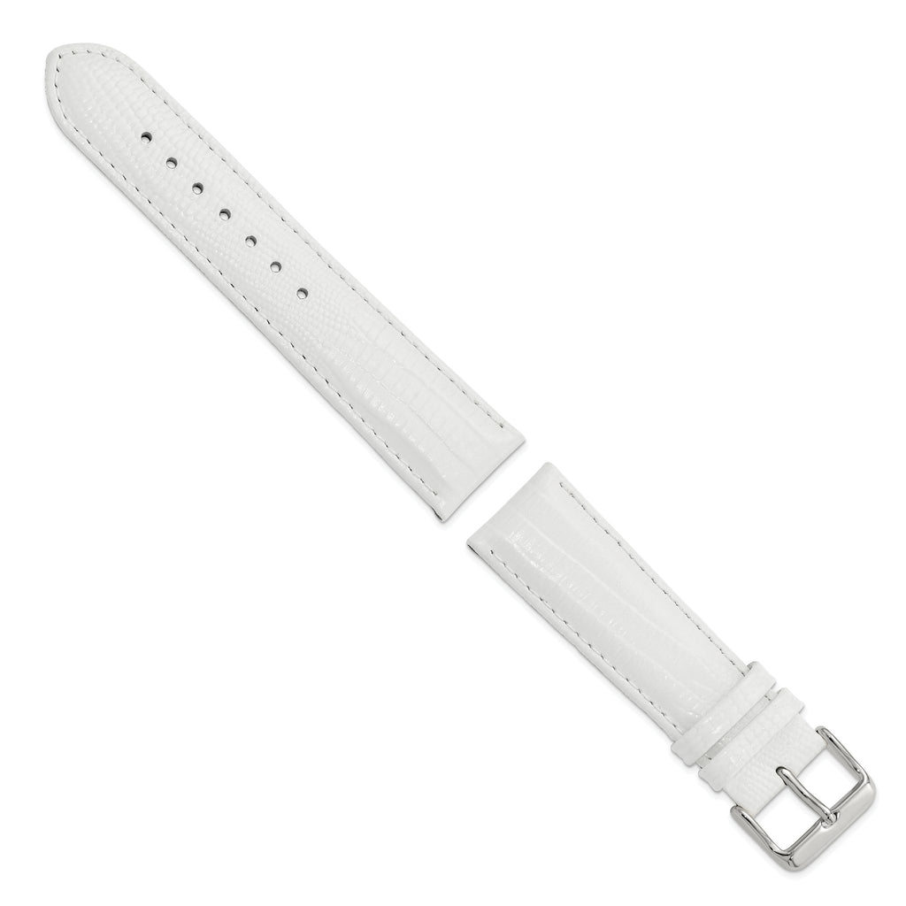 Teju Lizard Grain Leather Watch Band in White, 22mm - Sophia Jewelers
