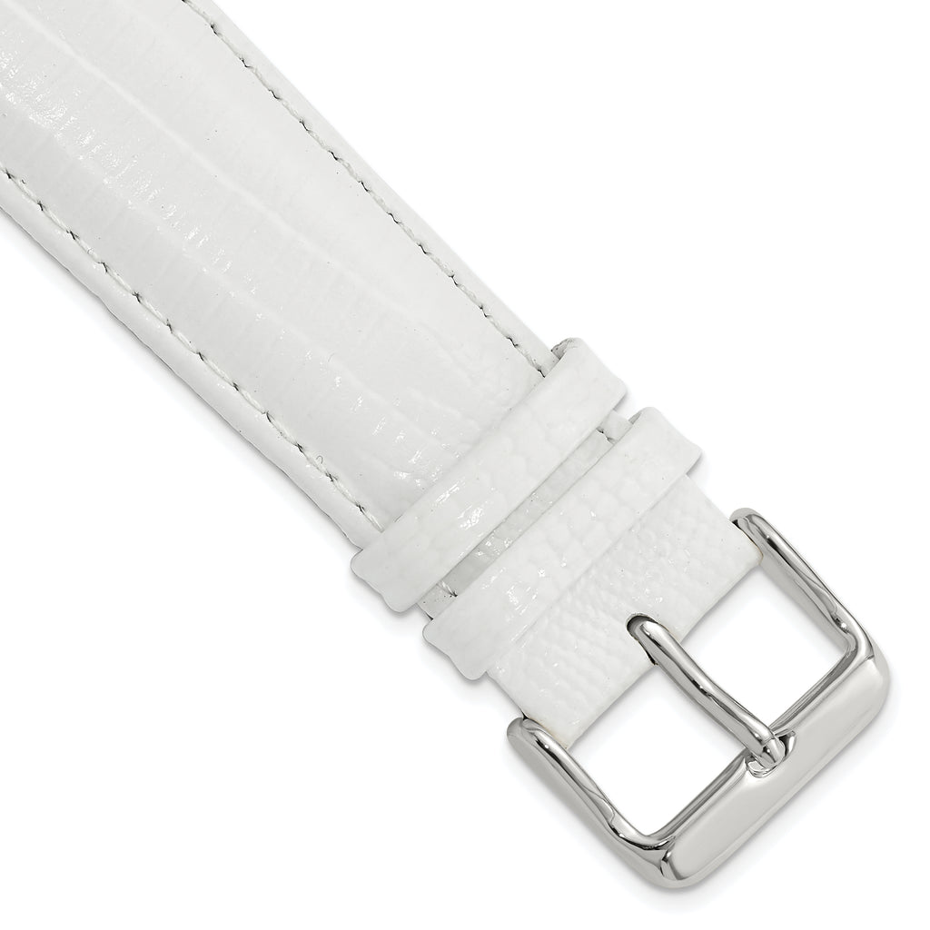 Teju Lizard Grain Leather Watch Band in White, 22mm