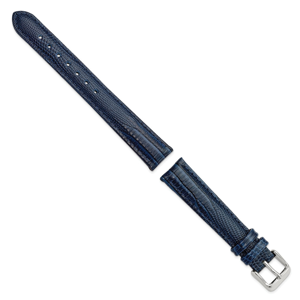 Navy Teju Lizard Grain Leather Watch Band, 14mm - Sophia Jewelers