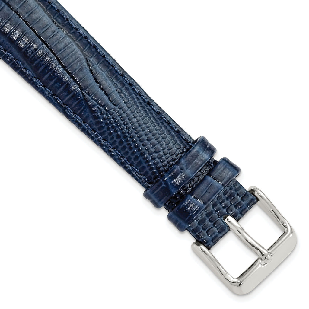 Navy Teju Lizard Grain Leather Watch Band, 14mm