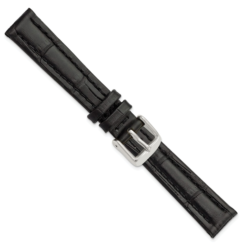 Black Grain Alligator-Grain Watch Band in Leather, Matte - Sophia Jewelers