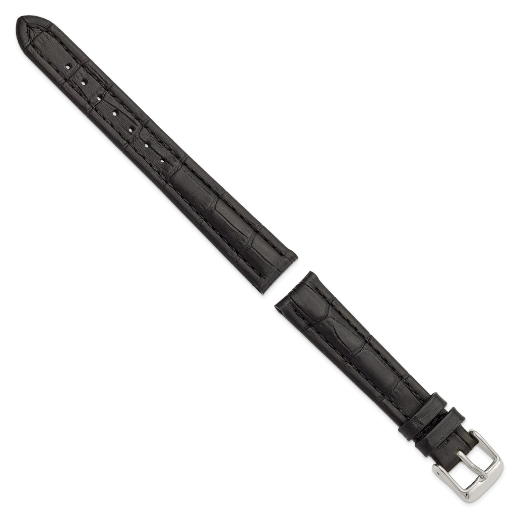 Black Grain Alligator-Grain Watch Band in Leather, Matte - Sophia Jewelers