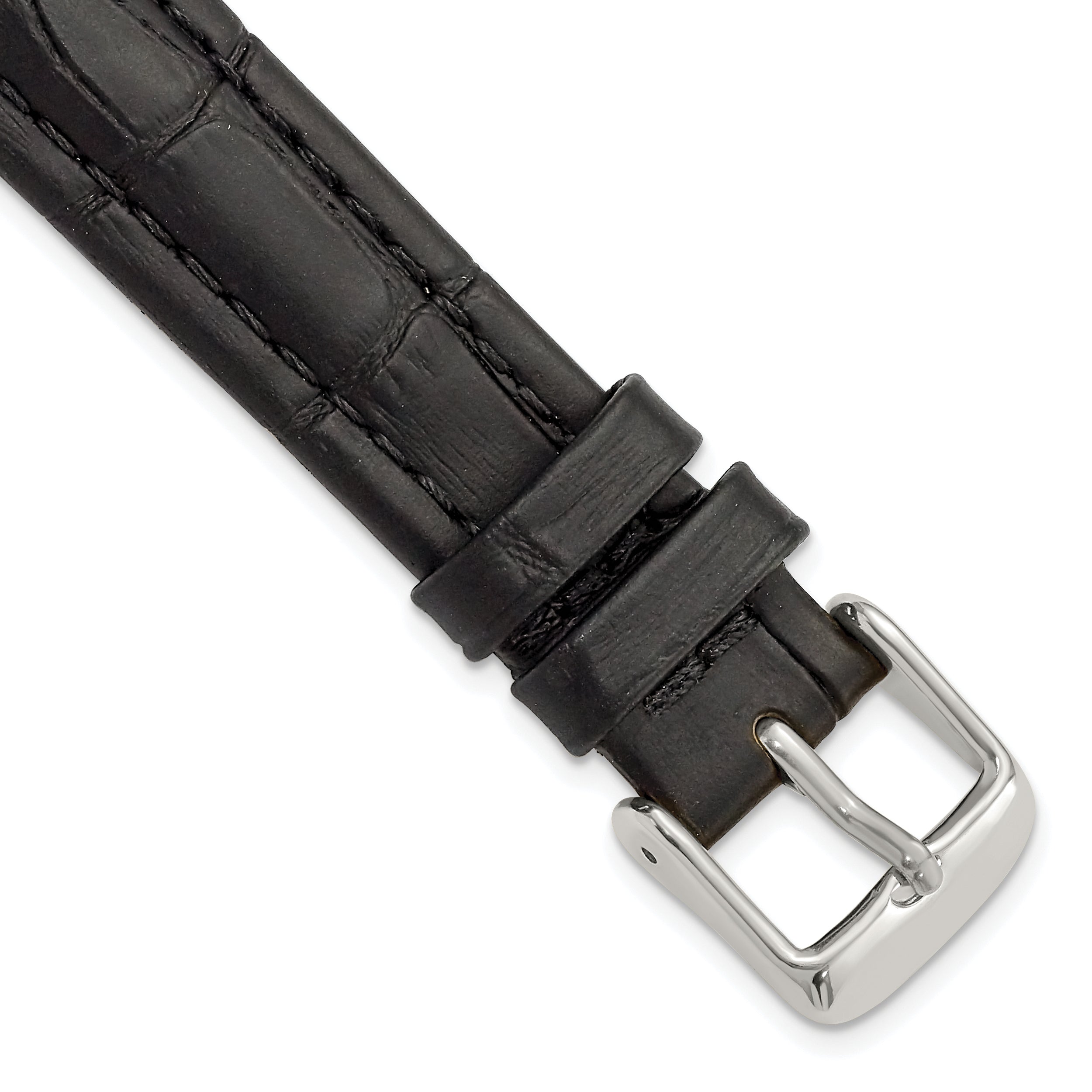 Matte Alligator-Grain Leather Watch Band in Black, 14mm